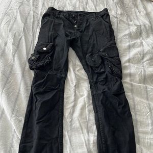 MNML Skinny Black waxed Denim Cargo Jeans size 32